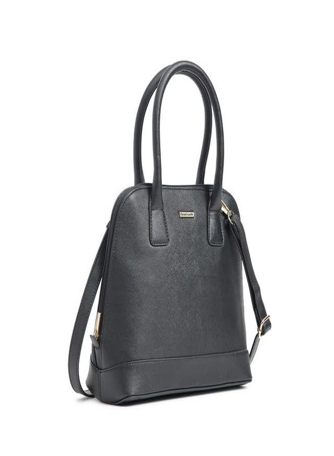 Fastrack Structured Satchel Bag for Women | Classic Bag for Girls, Ladies, Women | Spacious Bag for College, Work Made of Faux Leather (Black) - Image 3